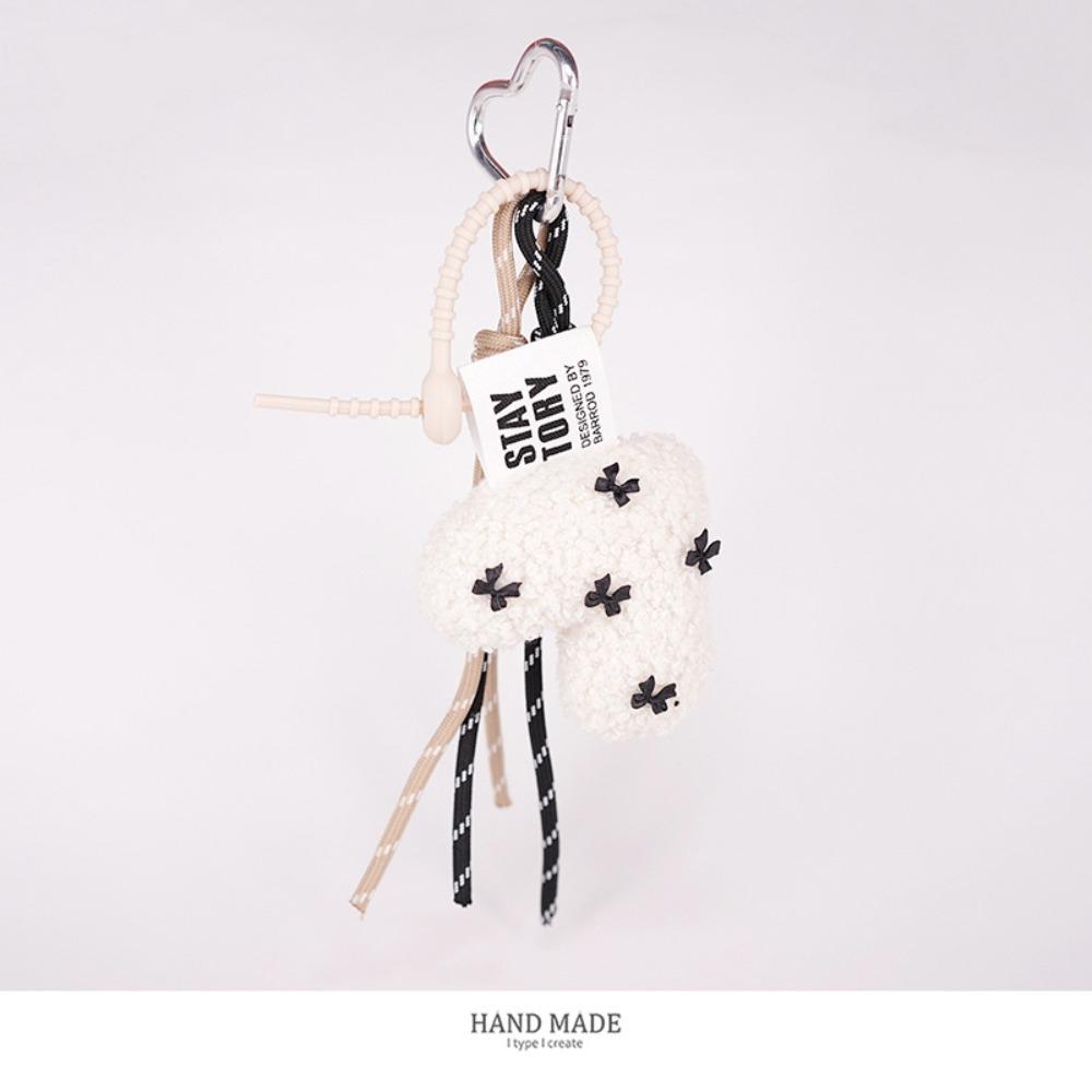 

Bow Y2k Bag Pendant Heart Shaped Plush Love Keychain Fashion Plush Bow Love Keychains белый