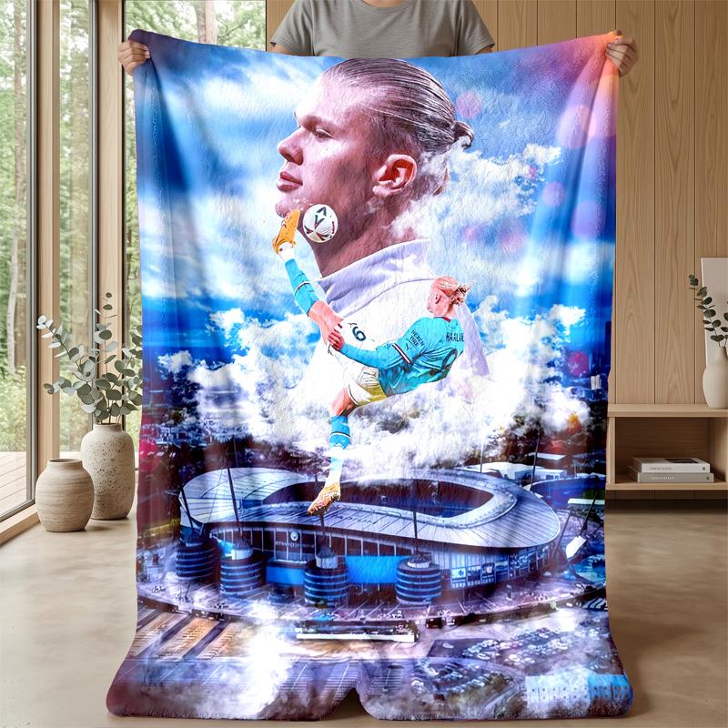Erling Haaland Theme Blanket Soft Flannel Blanket Plush Throw Blanket Cozy Sofa Bed Blanket for Home Decor