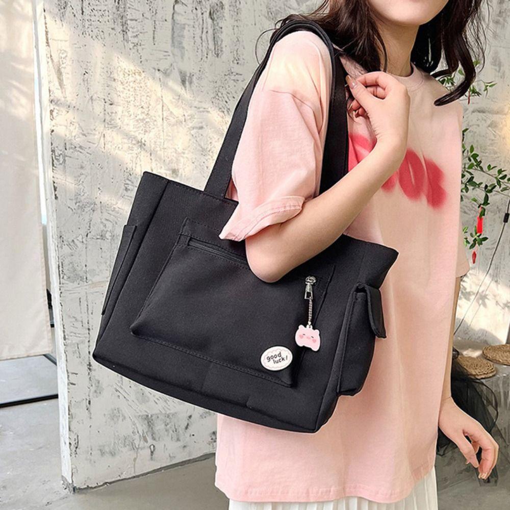 

Minority Design Canvas Tote Bag Portable Oxford Shopping Bag Commute Shoulder Bag Streetwear чёрный
