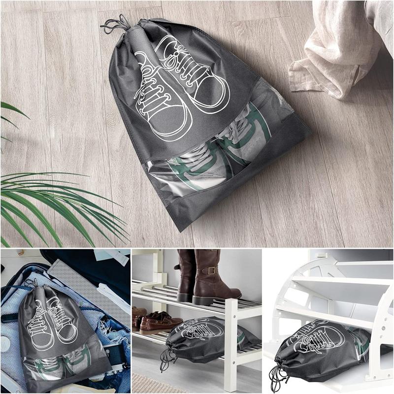 Geantă portabilă pentru încălțăminte de călătorie, geantă impermeabilă pentru încălțăminte pentru sală, călătorii, geantă de depozitare rezistentă la praf, cu economie de spațiu, cu frânghie, geantă nețesă pentru pantofi