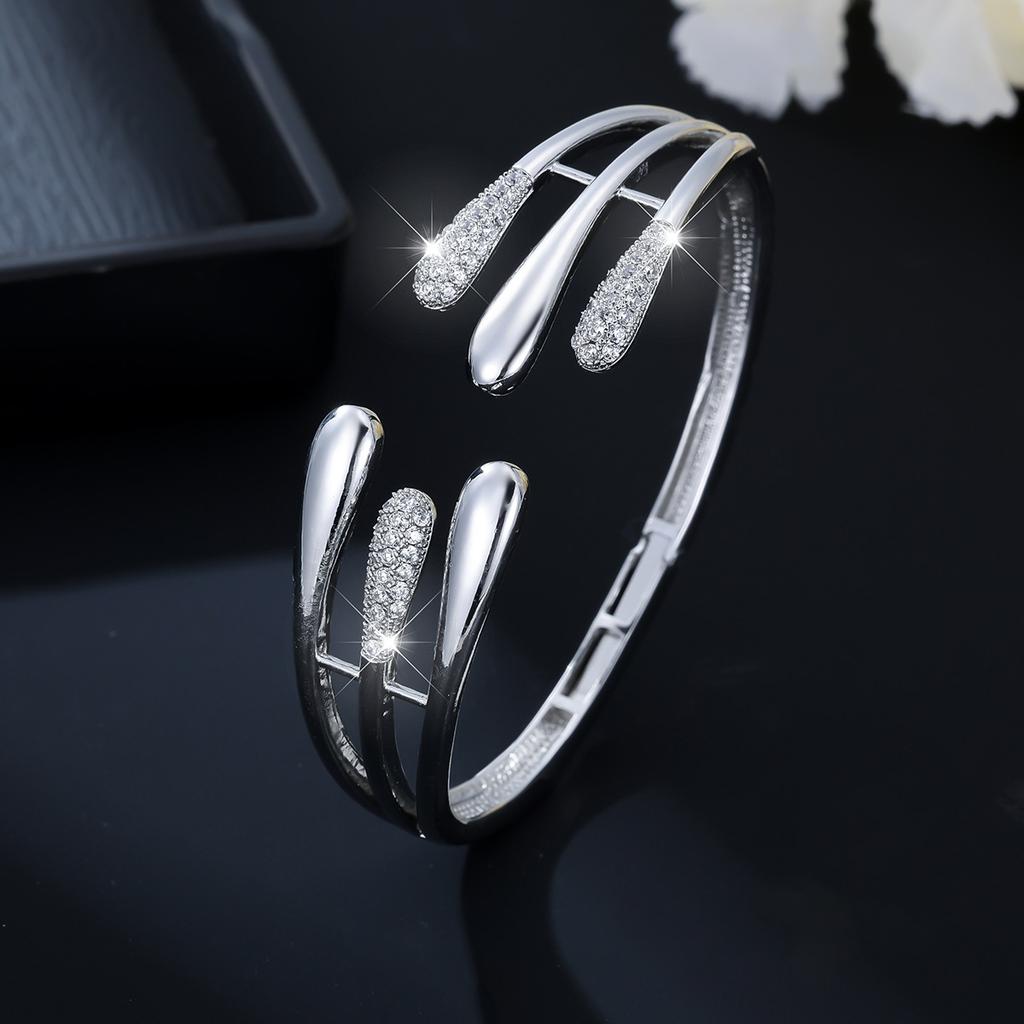 Accessories Fashion Light Luxury Micro-paved Zirconia Women's Shrapnel Open Bracelet