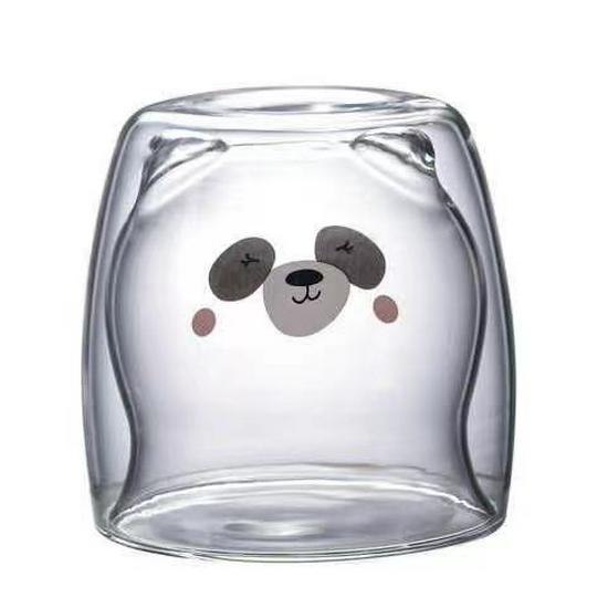 Double-Layer Cartoon Bear Insulated Glass Cup