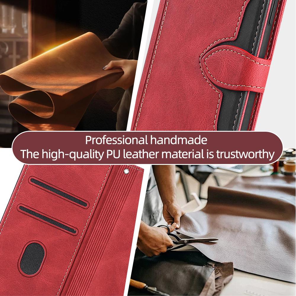 Infinix Hot 50 5G / Note 40 Pro / Zero 30 Leder-Handyhülle - Farbblock-Design