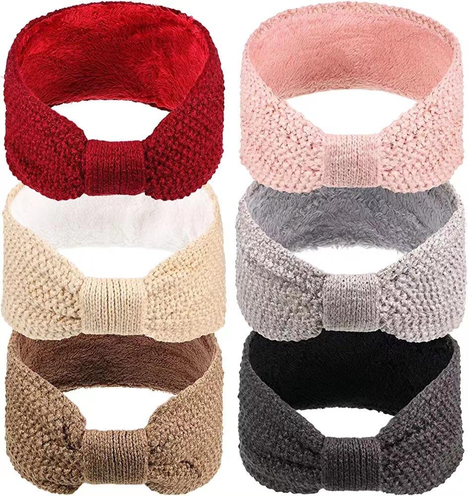 Europäisches und amerikanisches Stirnband aus Samtstrick, Stirnband mit Schleife aus Maiskörnern, Sport-Stirnband, Ohrenschutz, Kopfbedeckung, Haar-Accessoires aus Thermowolle