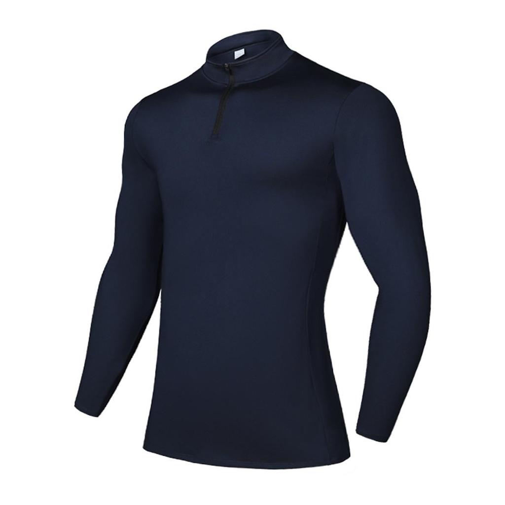 Men's Quick-Dry Elastic Stand Collar Sports Base Layer for Running, Cycling & Skiing