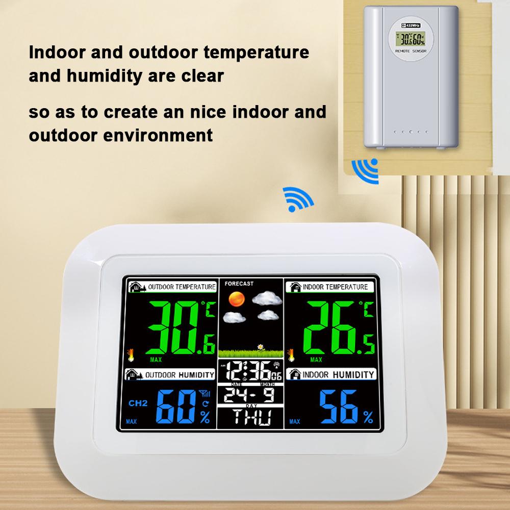 Multifunctional Wireless HomeOffice Weather Station Color Digital Display Clock 433MHz Outdoor and