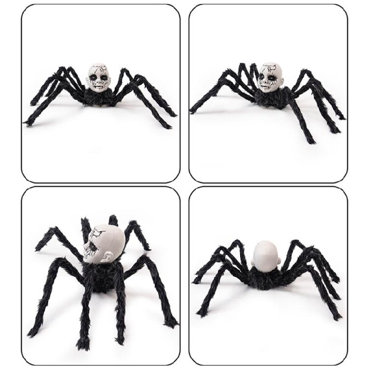 Sound Sensor Activated Walking Scary Doll Face Spiders With Glowing For Halloween Party And Haunting House Decoration