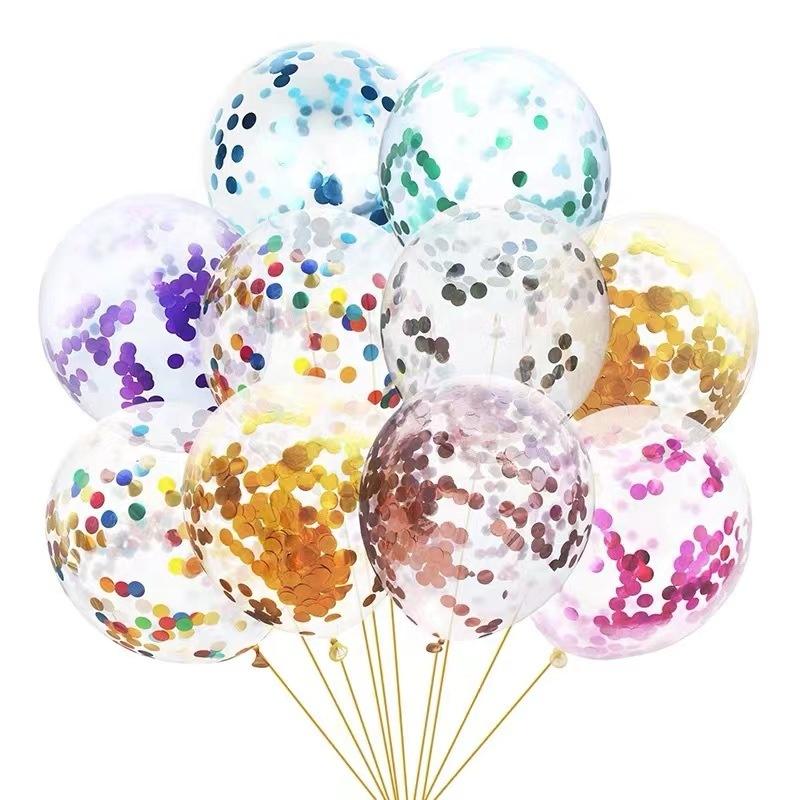 10-Inch Transparent Bright Latex Confetti Balloons Single Children's Birthday Party Decorations Colored Aluminum Foil Packaged