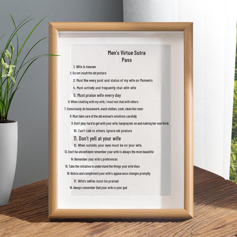 

Мужское украшение для стола «Добродетель» Каллиграфия и живопись - Креативный подарок для мужчин, пар и друзей. 6 inch real glass picture frame [12*17cm]