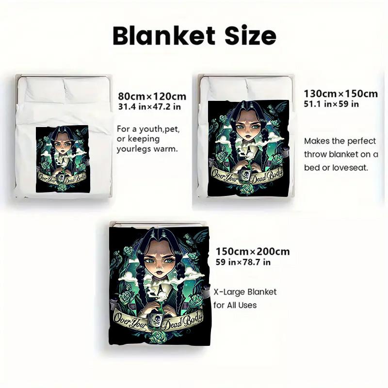 Dark Girl and Mysterious Potion 2D Flat Pattern Flannel Blanket High Quality All Seasons Warmth and Comfort Perfect for Christmas Gifts.