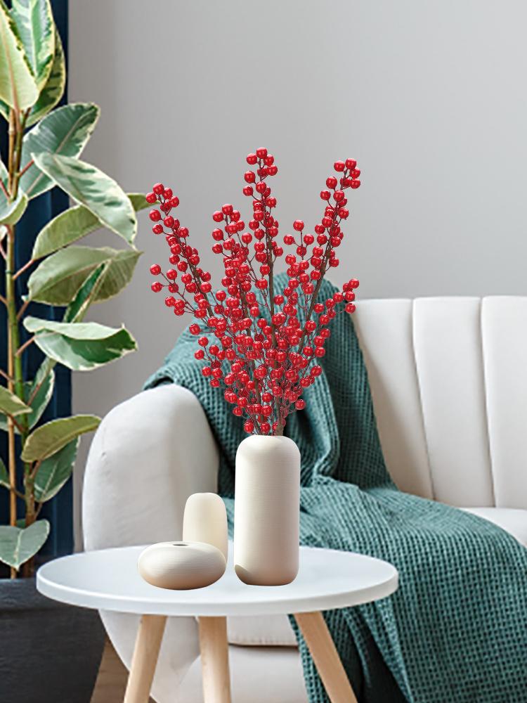 65cm Artificial Berry Branch Decorative Lifelike Fake Berry Branch for Festive Decor
