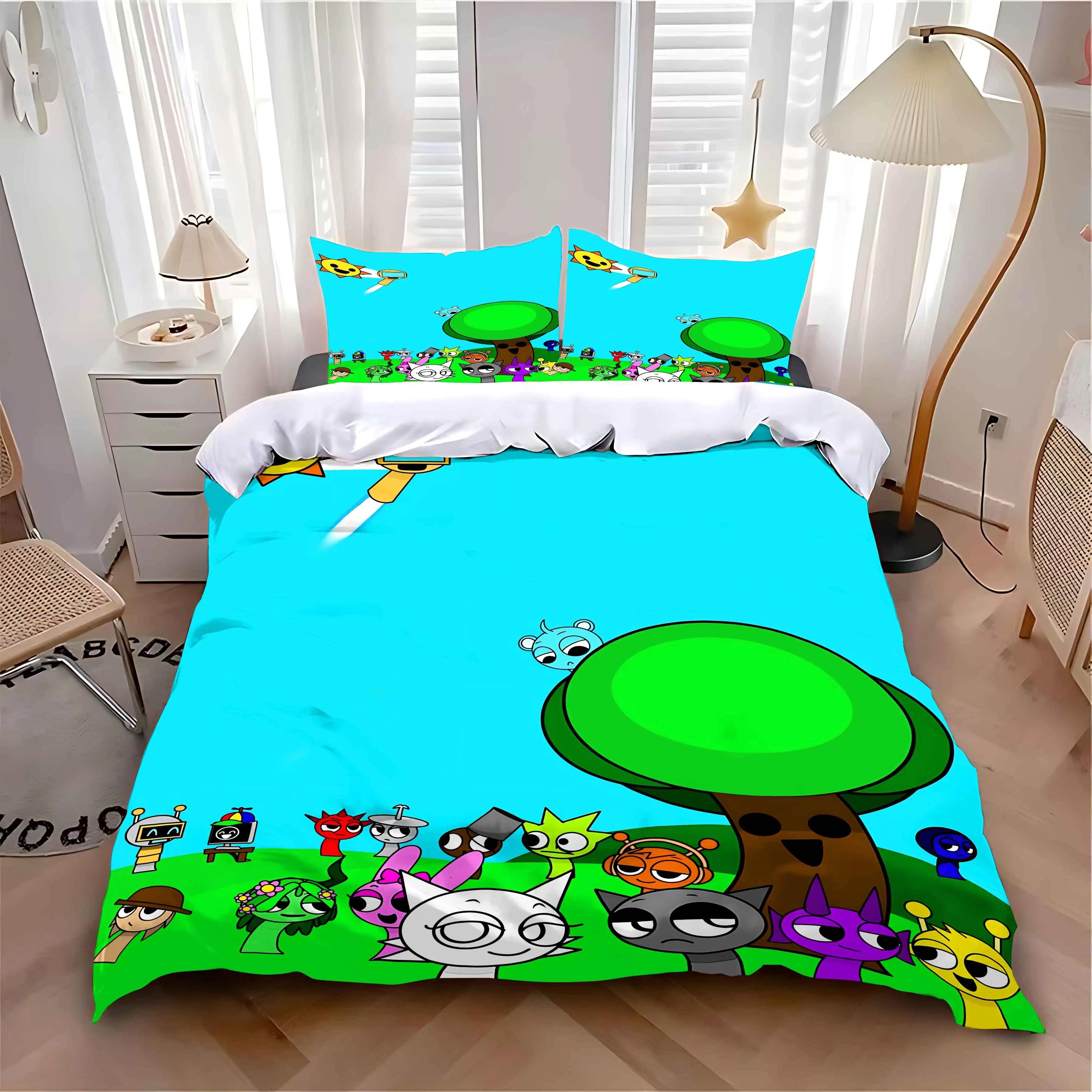 

S-Sprunkis Soft Duvet Cover Pilowcase Beding Set Adult People Boy Girl Bedrom Decoration Children Gift Single Double Large Sized Dimensions 135*200cm Eu-Single
