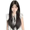 Logical Cat Women's Long Straight Hair Wig with Air Bangs - Natural Full Head Celebrity Style