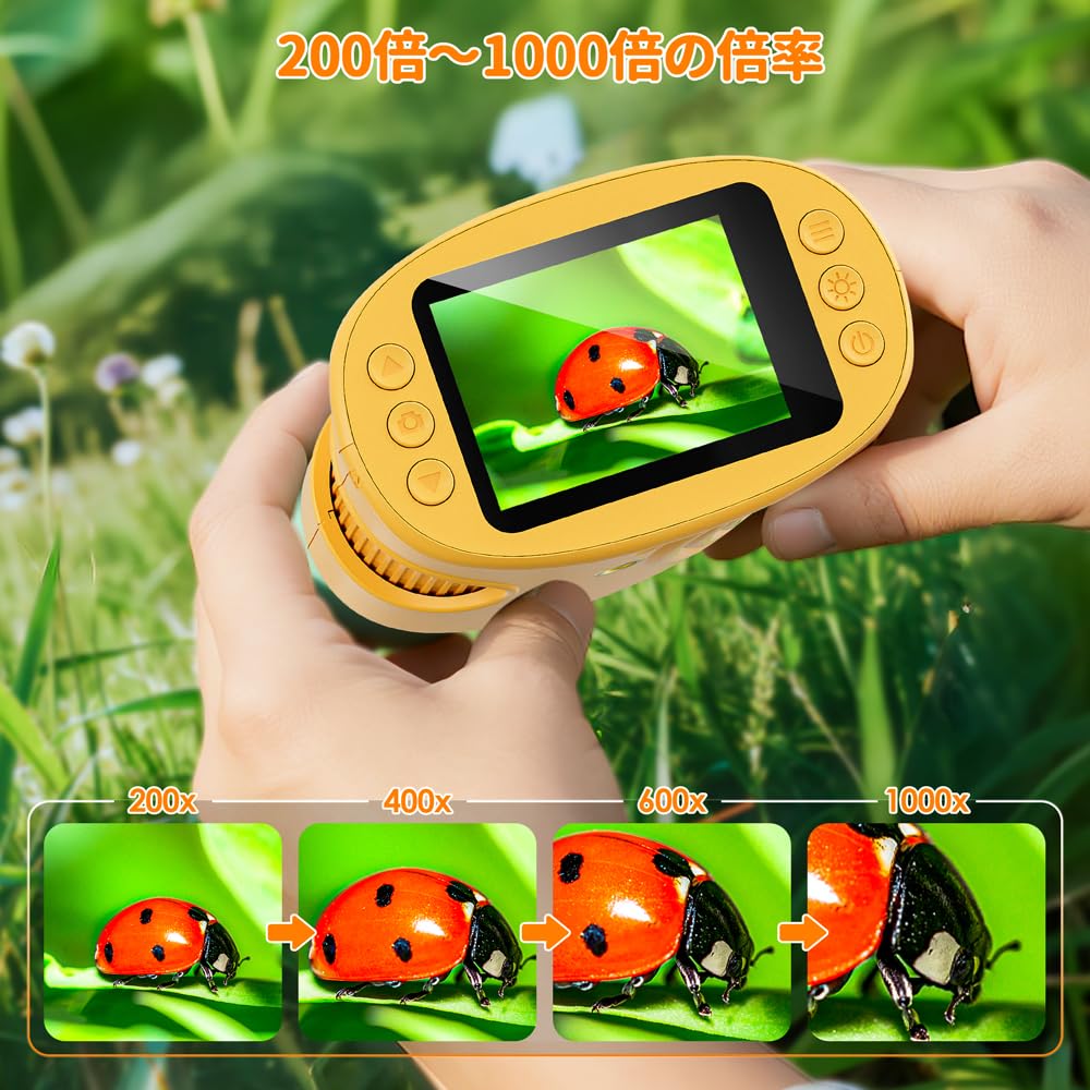 Temodu Kids Screen Educational Science Rechargeable Mini Portable Digital Microscope with 4x Perfect for Birthdays and Christmas Gifts Microscope,