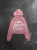 2025 spring and autumn European and American sports and leisure wear pink jacket printed men's and women's same hoodie