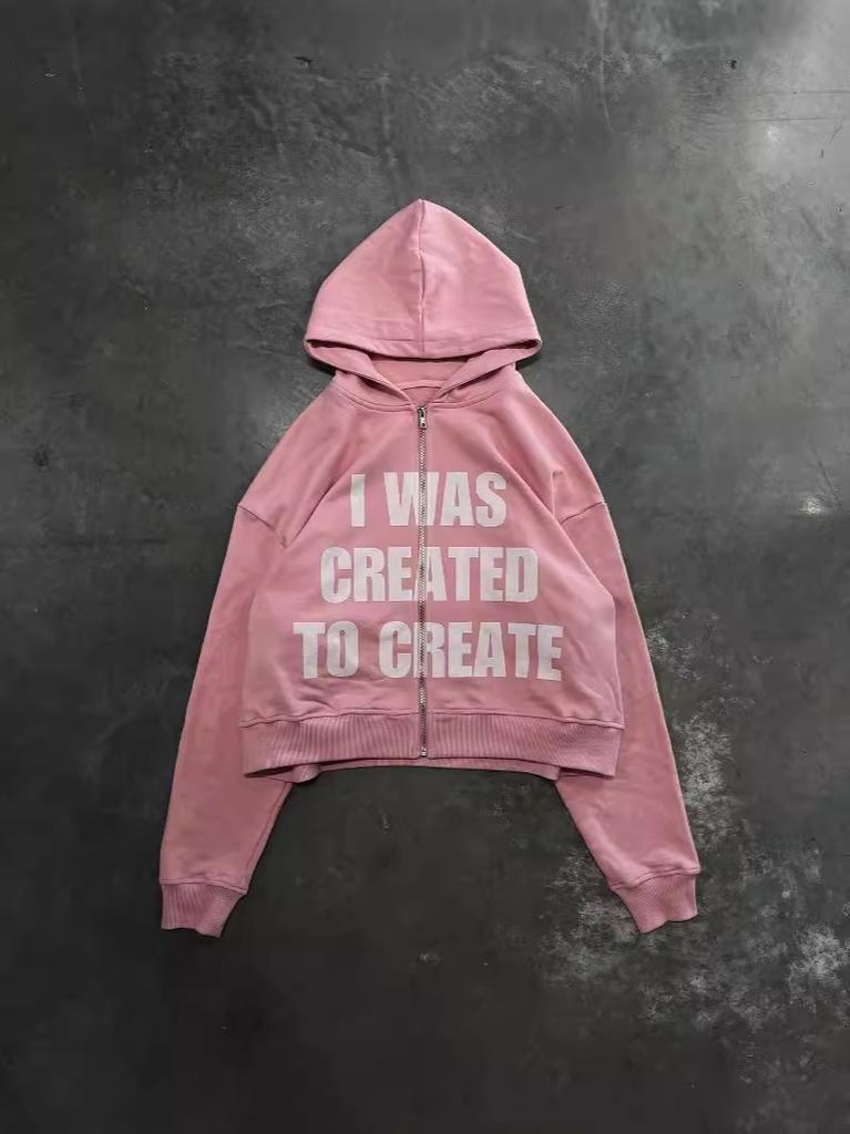 2025 spring and autumn European and American sports and leisure wear pink jacket printed men's and women's same hoodie
