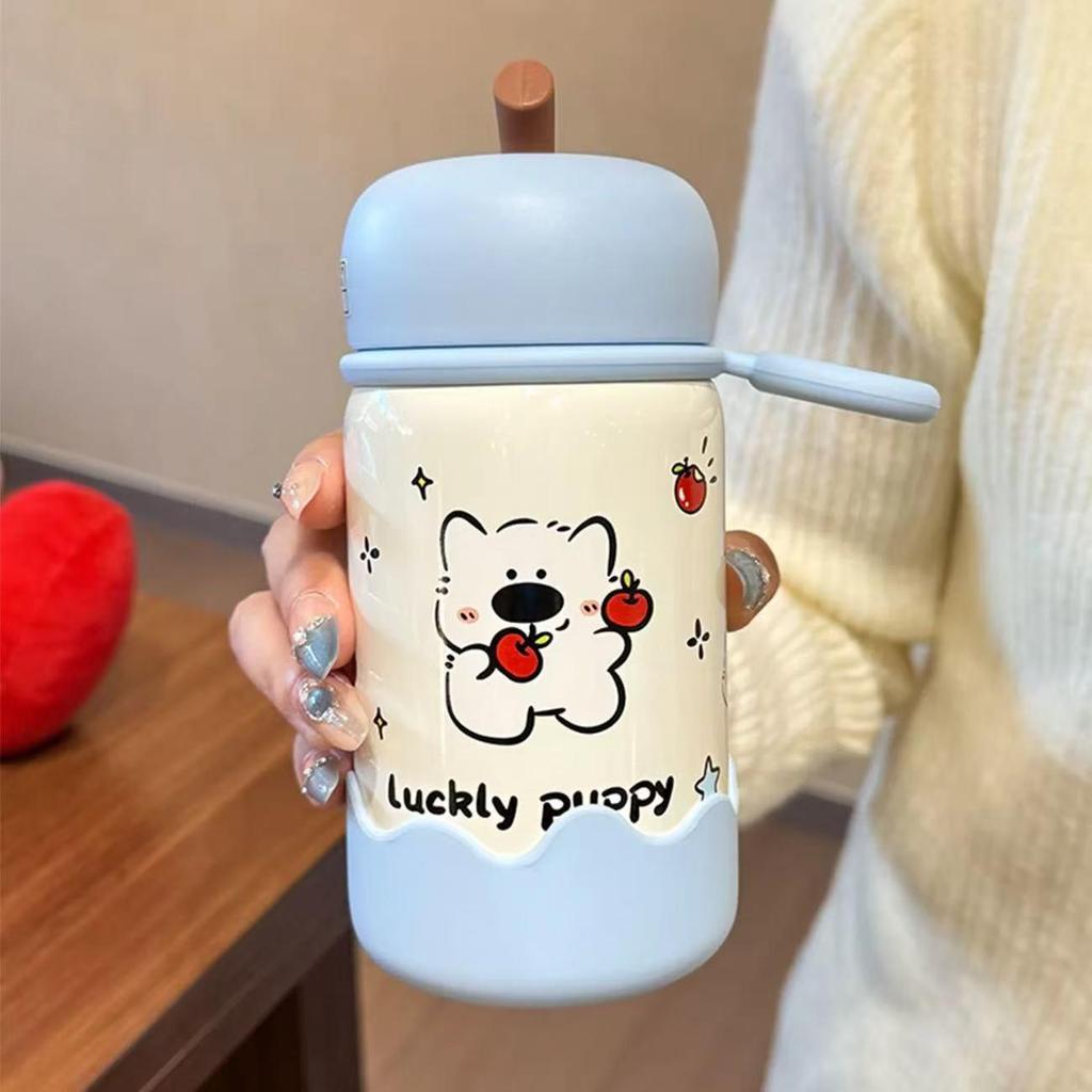 Bezaubernder Cartoon Isolierter Edelstahl Apfel Wasserbecher - Große Kapazität, Tragbar für Studenten