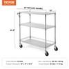 Kitchen Utility Cart, 3 Tiers, Wire Rolling Cart with 661LBS Capacity, Steel Service Cart on Wheels, Metal Storage Trolley with 80mm Basket Curved