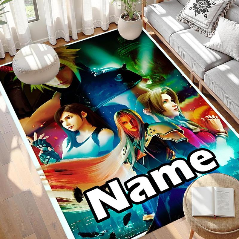 Benutzerdefinierter Name Personalisierter Final Fantasy Druck Teppich, Vielseitiger Heimdekor Teppich, für Spielzimmer, Wohnung, Balkon, Eingangsbereich, Flur Geschenk
