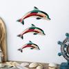 3Pcs/Set Wooden Geometric Dolphin Wall Decoration Coastal Nautical Home Office Living Room Wall Hanging Ornament Rustic Sea Animal Wall Art