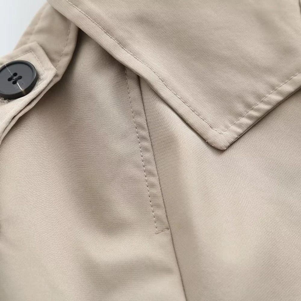 Cropped Trenchjacke mit Gürtel Zweireihige Jacken Damen Schick Herbst Winter Mantel Feiertag