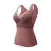 German Velvet Warm Vest with Lace Base Layer and Chest Pad - Plus Size Seamless Self-Heating Bra for Autumn and Winter