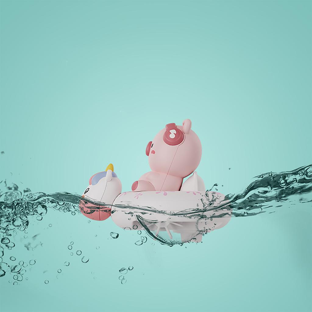 Children'S Water Playing Chain Rabbit Cute Pig Swimming Circle Clockwork Rowing Baby Bathroom Shower Interactive Toy