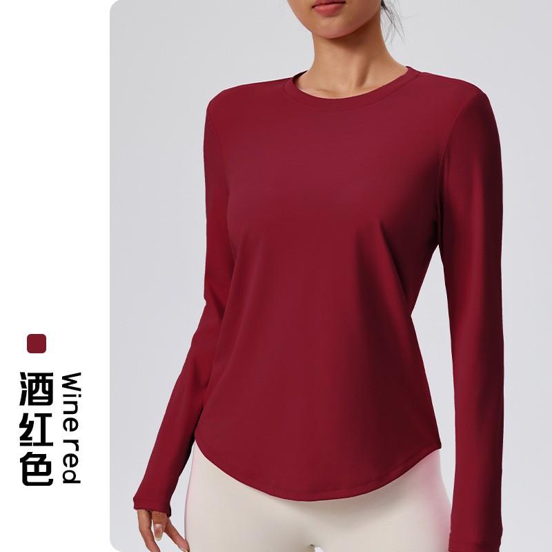 Womens Long Sleeve Yoga Top Breathable Quick Dry Fitness Pullover Pilates Workout Gym Training