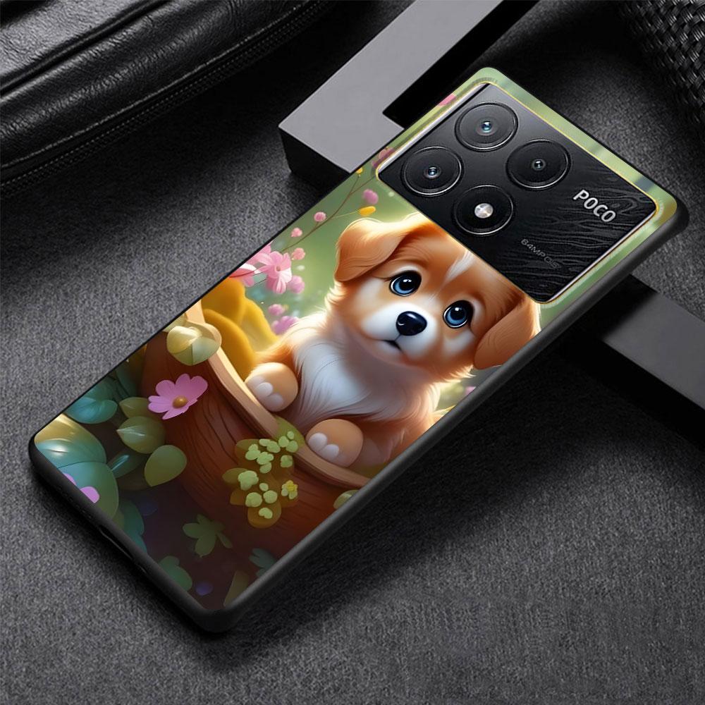 Cartoon Dogs Case for Xiaomi Poco X6 X3 NFC M5s X5 F3 M4 M3 Pro Black Silicone Soft Phone Cover Coque