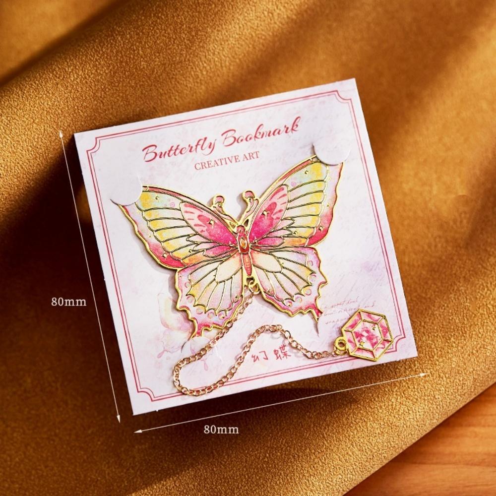 

Artistic Book Clip High-Quality Oil Painting Bookmark Exquisite Bookmark Separator Colorful Butterfly Metal Bookmark For Gift рожевий