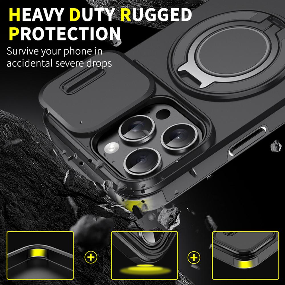 For Magsafe Magnetisk Ringholder Foldestativ Telefondeksel For iPhone 17 Air 16 15 14 Plus 13 12 11 Pro Max 16E Skyv Kameradeksel