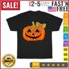 Jack O Lantern Face Pumpkin Halloween Leopard Print Glasses T Shirt Mens Womens Tees Top Men Women