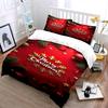 Gold Merry Christmas Festive Decor Bedding Set (1 Duvet Cover, 2 Pillowcases, Duvet Not Included)