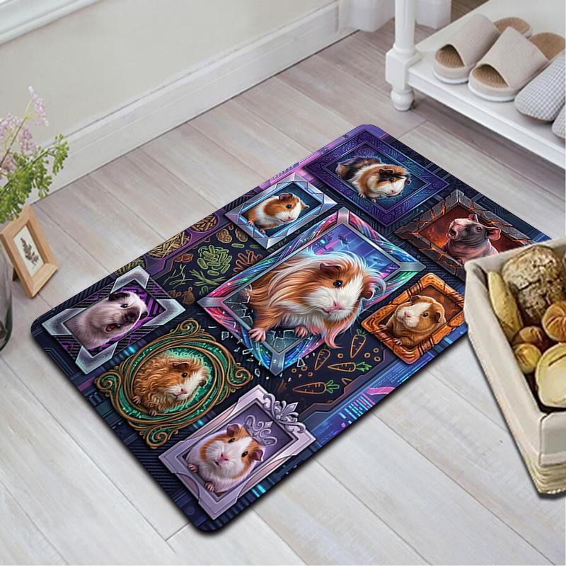 Guinea Pig Portraits Pattern Rug Floor Mat for Living Room or Bedroom Soft and Comfortable Carpet a Gift for Birthday and Holiday.