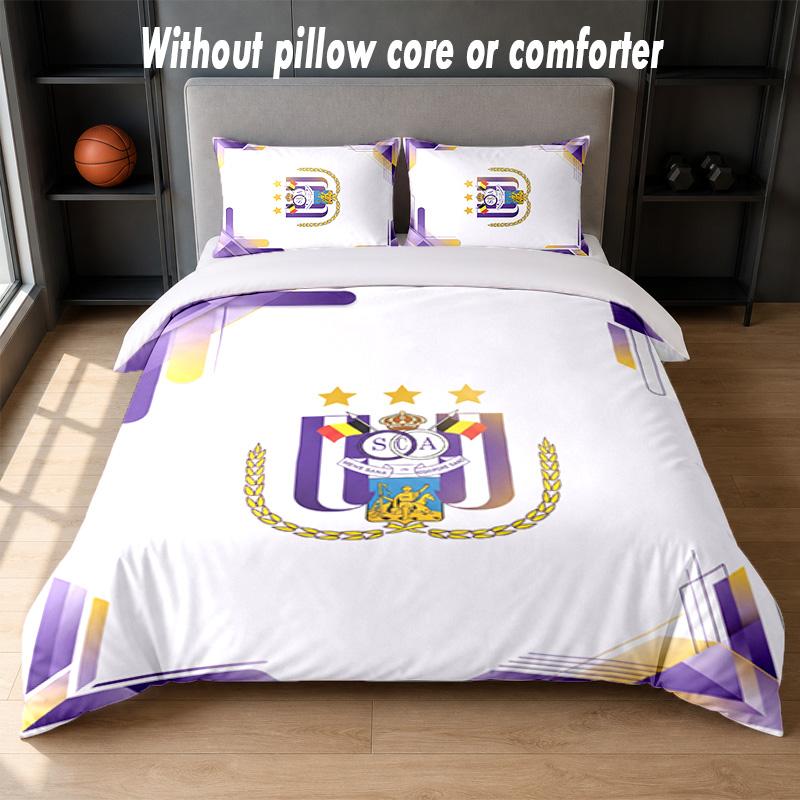 Anderlecht FC Design Bed Bedding Set 1 Duvet Cover + 2 Pillowcases Soft Breathable Household Bed Linens