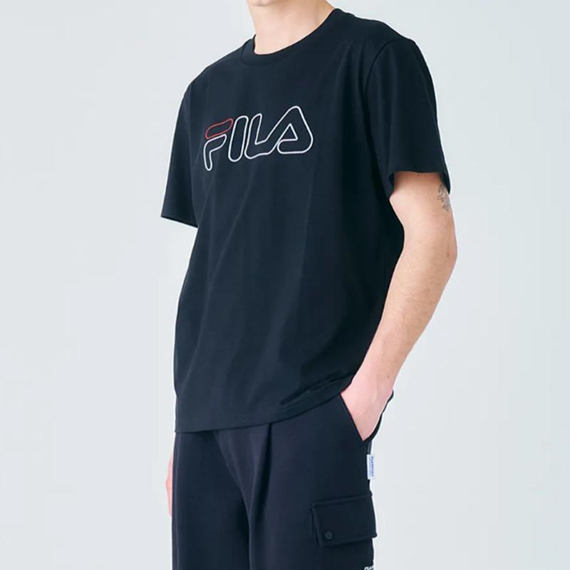 FILA T Shirts Men's Black Crew Neck Moderate Straight Fit FS2RSF2102X-BLK