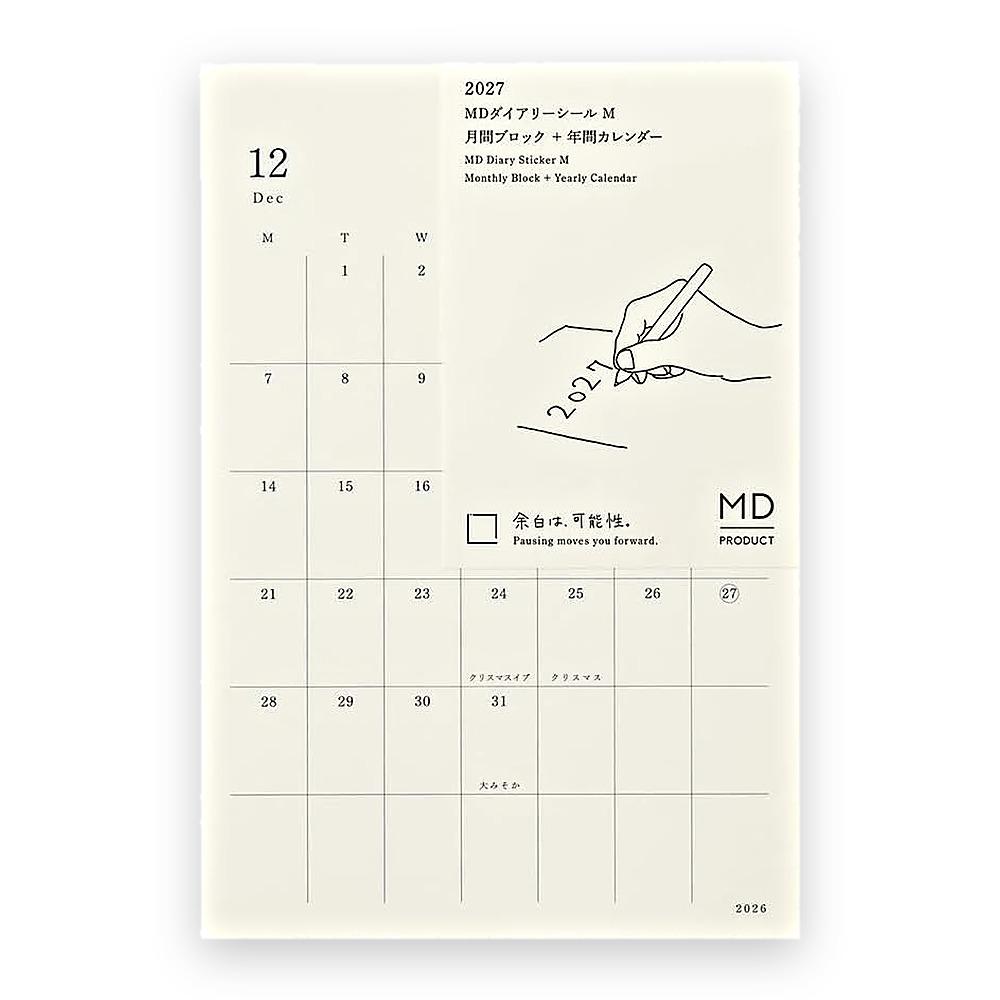 Diary Stickers DESIGNPHIL Midori MD Notebook Diary Sticker 2027 Monthly S M L Dec 2026 Start Monday Start