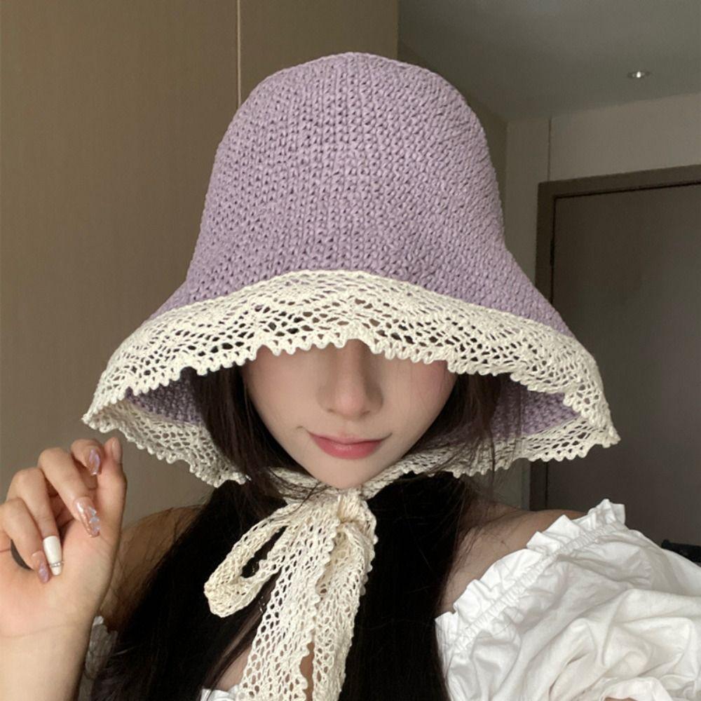 Large Brim Straw Hat Sun Protection Sunshade Hat New Straw Sun Visors  Women Girls