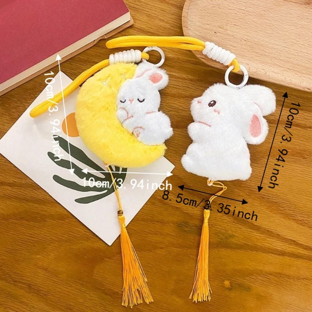 Doll Moon Bunny Pendant Auspicious Plush Rabbit Key Ring Mid-Autumn Key Chain Kids/Children