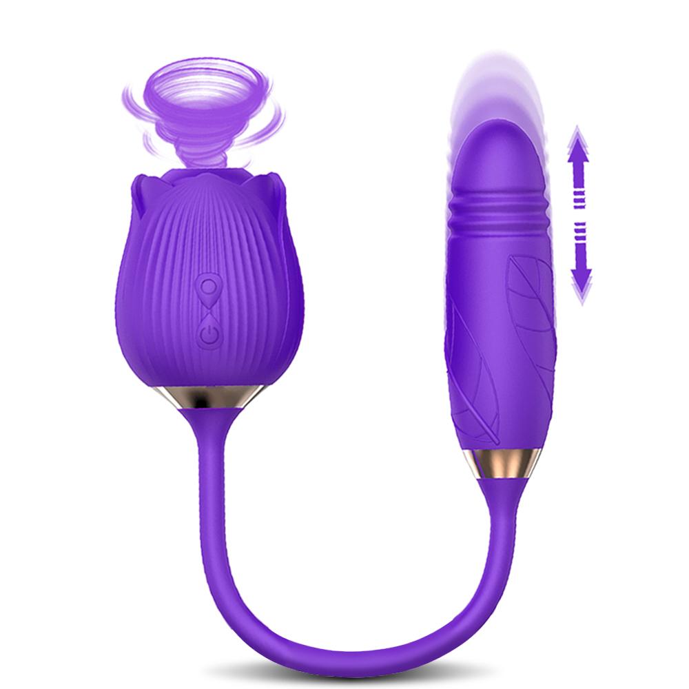 2 In 1 Rose-Sucking Vibrator Women Masturbator Nipple Penetration Vagina Vibrator Dildo Masturbators Adult Supplies Sexy Product