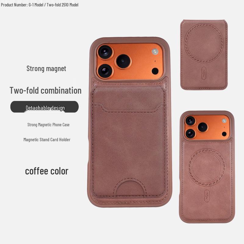 Magnetic Leather Flip Card Holder Stand for Apple 16 Phone