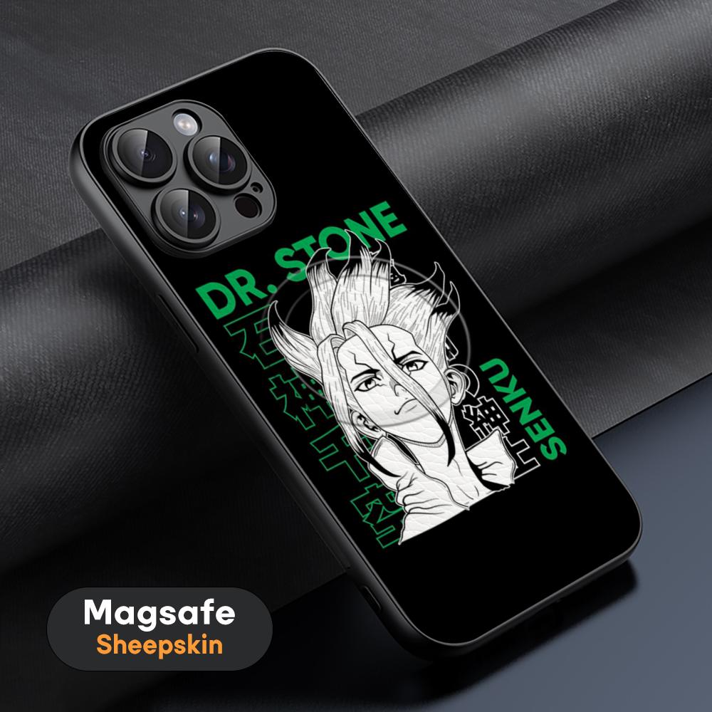 Popular Anime Dr.STONE Phone Case For iPhone 16 15 14 13 12 11 Plus Pro Max High-end Luxury Magsafe Sheepskin