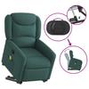 Massage Recliner with Rising Function Dark Green Fabric