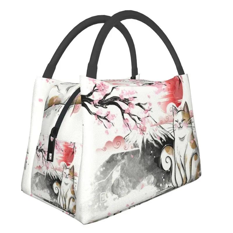 Cherry Blossom Insulated Lunch Tote Bag for Women Sakura Cherry Blossom Cherry Portable Thermal Cooler Food Lunch Box Travel