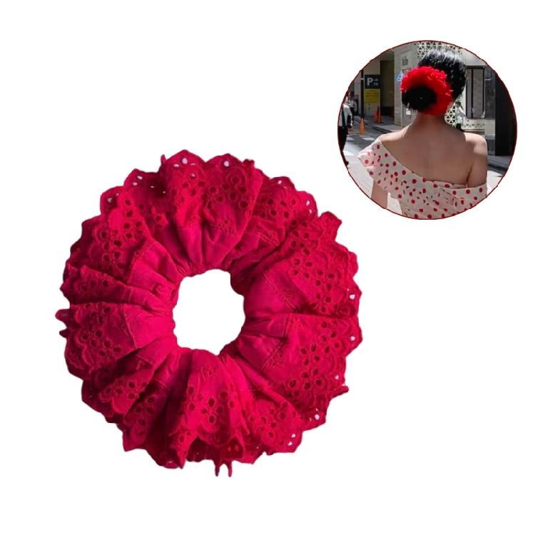 Large Hair Rope Women Lace Fabric Scrunchies Hair Ties Elastic Ponytail Hairband