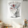 Custom Name Tatty Teddy Ice Cream Wall Tapestry Aesthetic Wall Hanging Printed Fabric Blanket Decorative Tapestries for Bedroom Living Room Home Decor