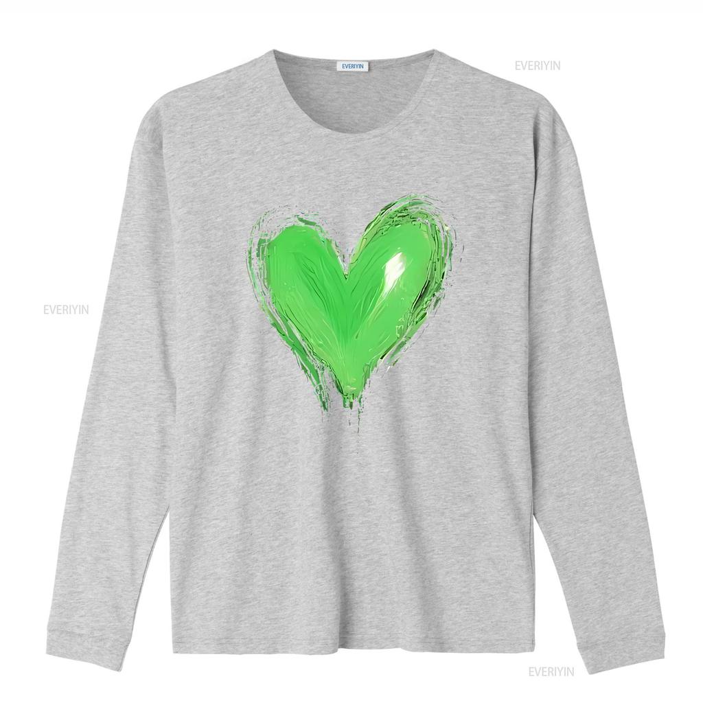 Vibrant Green Heart on Black T Shirt Bold Eye Catching Design vintage Washed Stretched designer clothes Unisex Comfortable