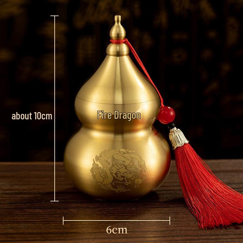 Brass Dragon Gourd: Hundred Blessings Treasure, Fire-Extinguishing Kitchen Ornament