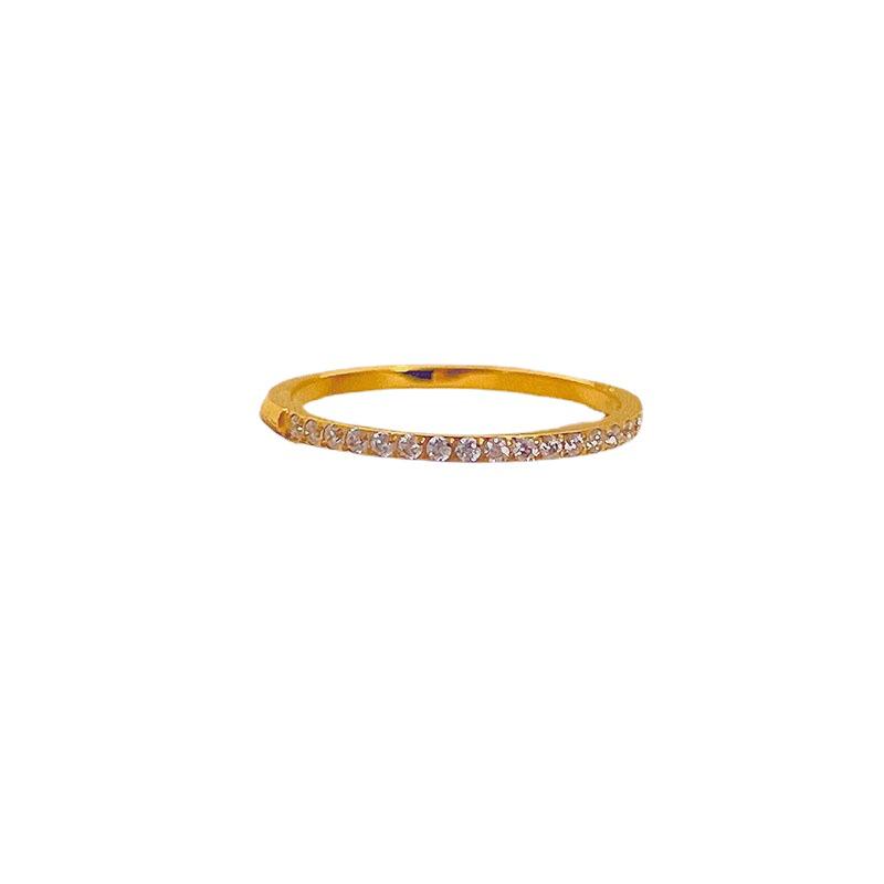 Elegant Thin Diamond-Set Titanium Steel Ring for Women - Trendy Luxury Design, Perfect for Index or Knuckle Wear