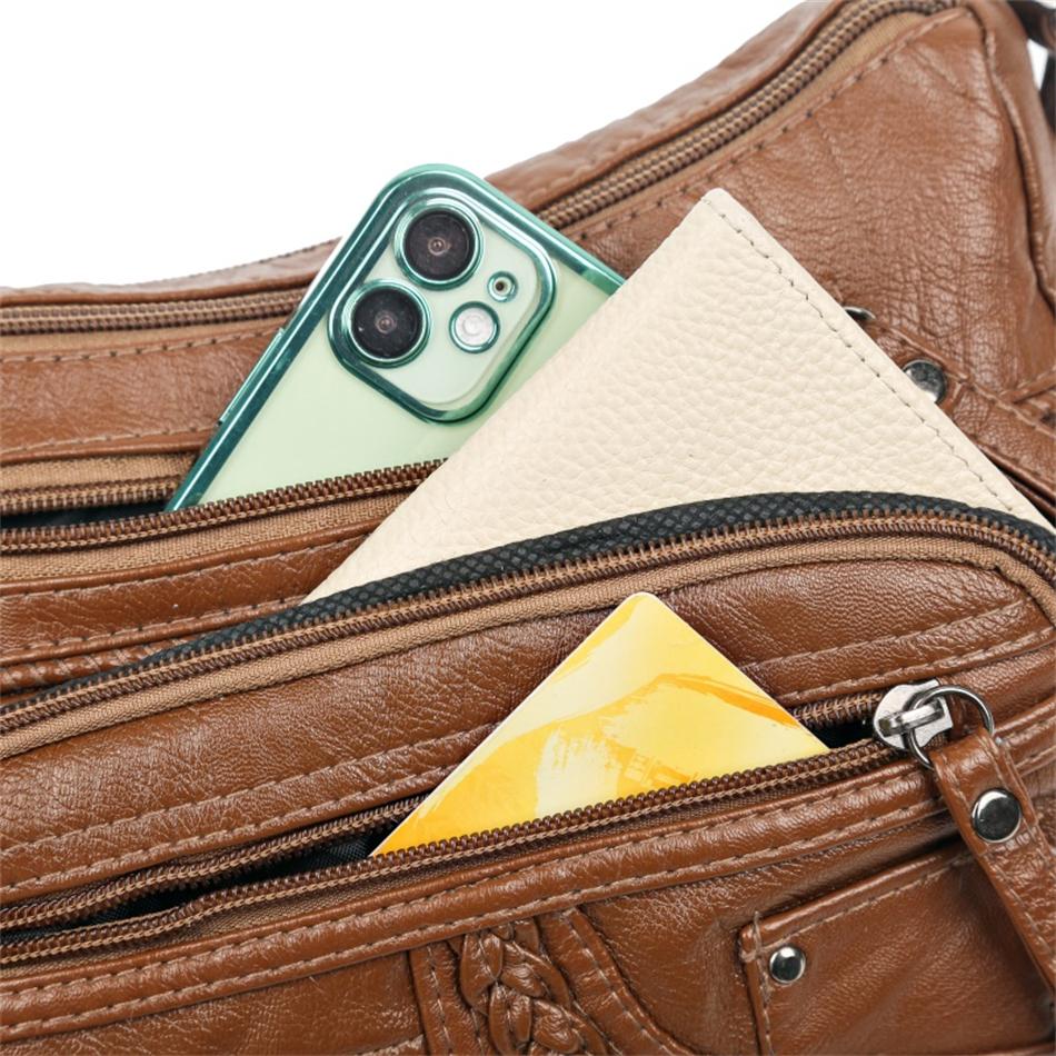 Vintage Pu Leather Luxury Purses and Handbags 2024 High Quality Women's Bag Design Multi-pocket Ladies Crossbody Shoulder Bags